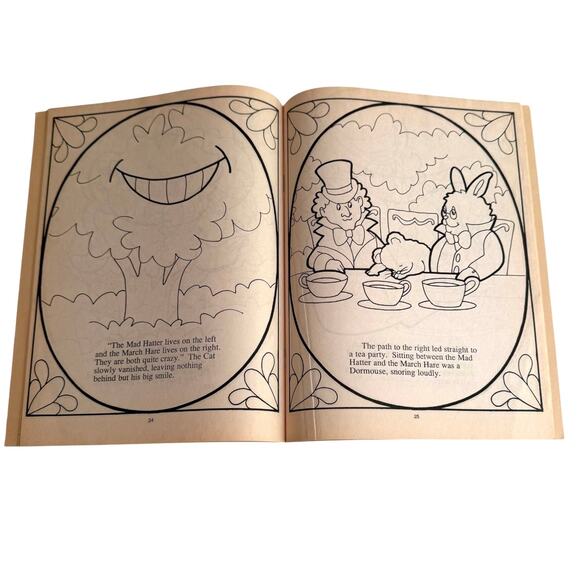 VTG 1991 COLORING BOOK Alice In Wonderland Color Me Fairy Tales USA 10.5” x 8” - Picture 4 of 7